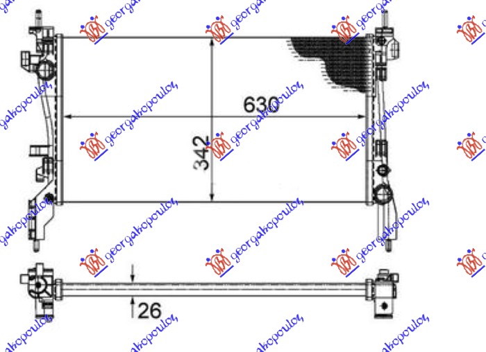 HLADNJAK MOTORA 1.3 MJTD (63x32.5) (MAHLE BEHR)