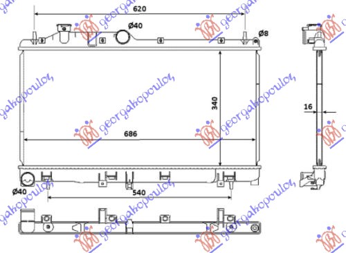 HLADNJAK MOTORA 2.0/2.5 BENZIN (34x68.5x16)