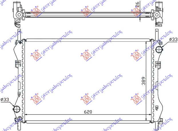 HLADNJAK MOTORA 2.4 TD-TDi (-AC) (62x40x26)