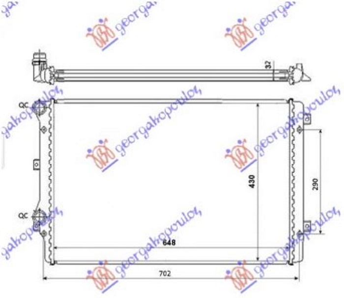 HLADNJAK MOTORA 1.8 - 2.0 BENZIN 650x450 LEMLJEN