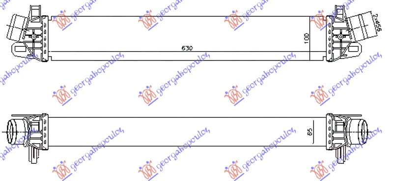 HLADNJAK INTERKULERA 1.4 TB BENZIN - 2.0 JTD DIZEL (630x100x64)