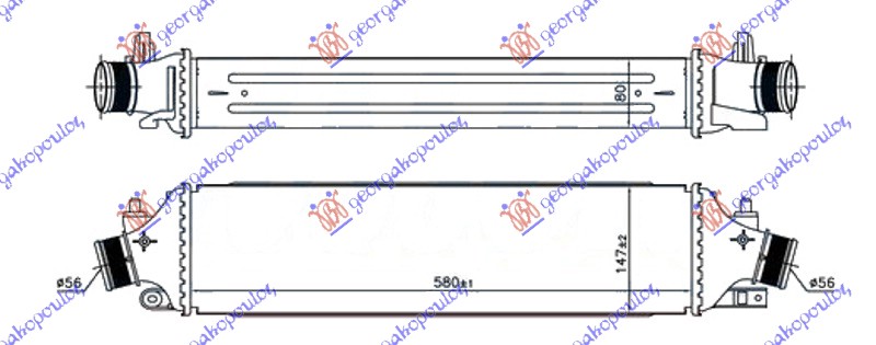 HLADNJAK INTERKULERA 2.0 JTD DIZEL (580x150x80)