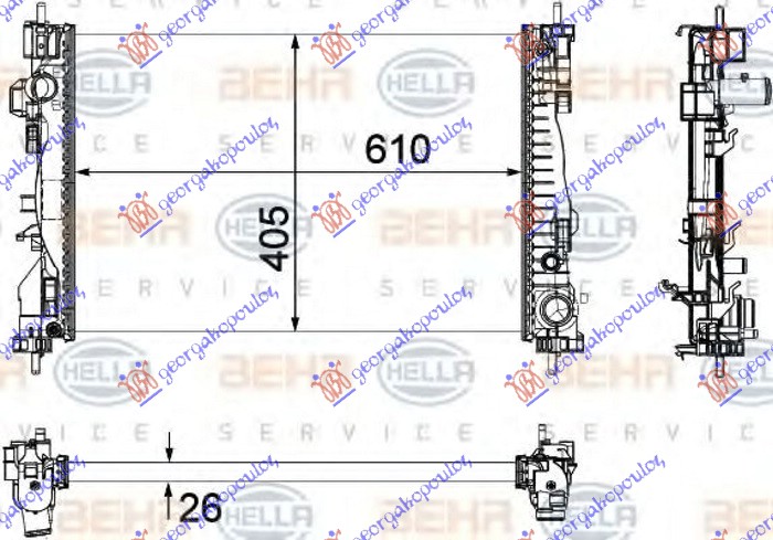 HLADNJAK MOTORA 1.4 TURBO (125-170) (61x40.5x2.6) (MAHLE BEHR PREMIUM LINE)