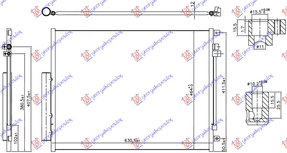 HLADNJAK KLIME ZA SVE MODELE DIZEL (AUTO) (631x464x12)