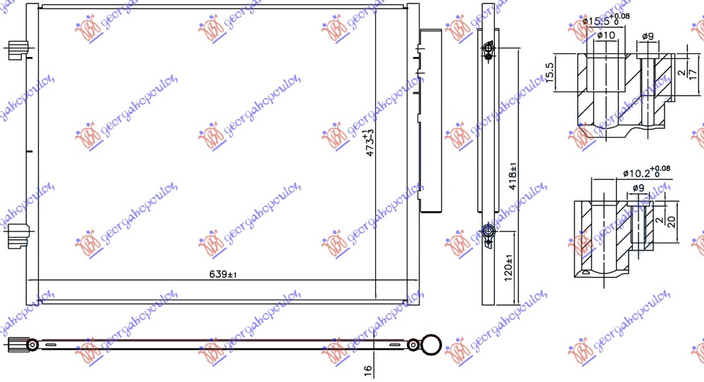 HLADNJAK KLIME ZA SVE MODELE BENZIN (MAN/AUTO) (639x473x16)