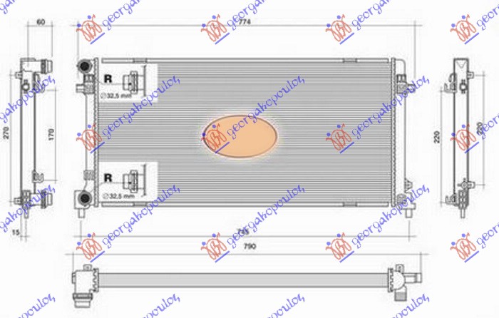 HLADNJAK MOTORA 1.6 TDi DIZEL (650x320x32) BEZ CEVI