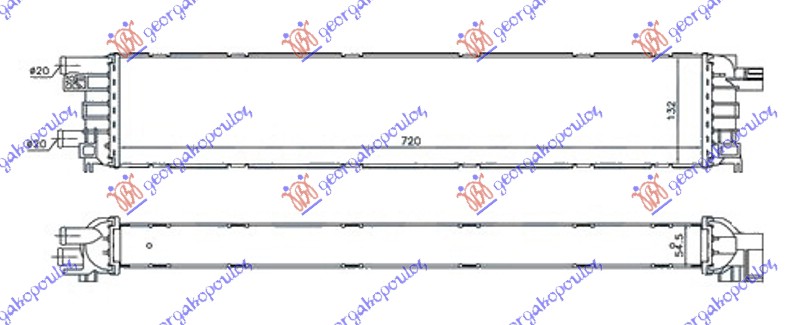 HLADNJAK MOTORA DODATNI 3.0 TFSI/S4 BENZIN - 2.0 TDi DIZEL (720x132x55) (MAHLE BEHR PREMIUM LINE)