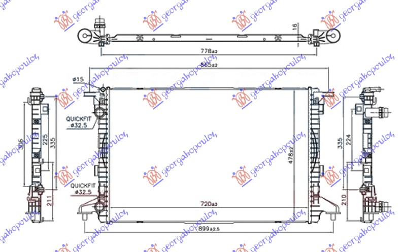 HLADNJAK MOTORA 1.4 TFSi BENZIN / 2.0 TDi DIZEL (720x480x16) CEV 32/32