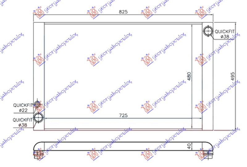 HLADNJAK MOTORA ZA SVE MODELE BENZIN/DIZEL (725x480x40) CEV DIJAGONALNO