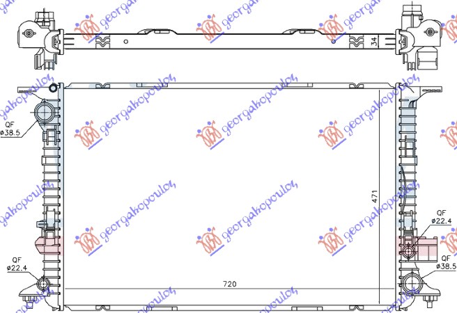 HLADNJAK MOTORA 2.0/3.0 TFSi HIBRID - 2.5 FSi BENZIN - 3.0 TDi DIZEL (720x470x32)