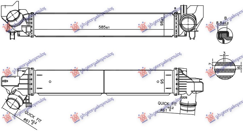 HLADNJAK INTERKULERA 2.0 BENZIN (585x98x95) (NISSENS)