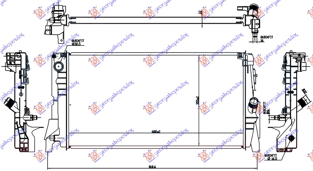 HLADNJAK MOTORA 1.5 (216i/218) BENZIN (AUTO) (680x350x26) (3 CEVI)