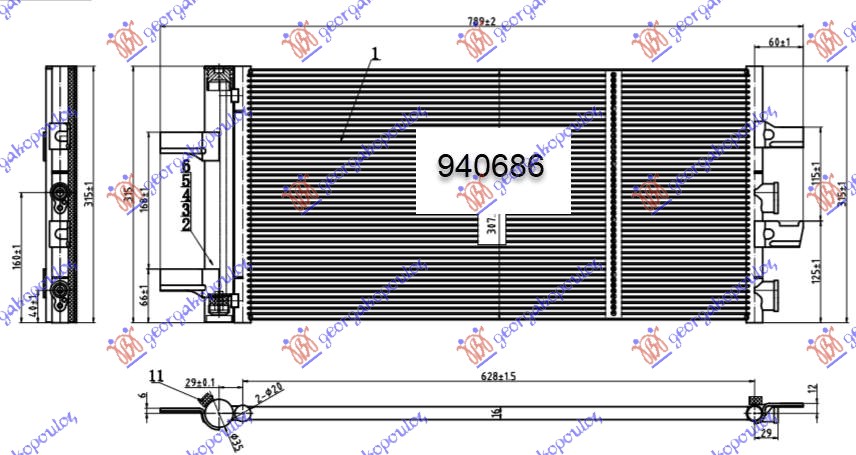 HLADNJAK KLIME 2.0 (220i) BENZIN - ZA SVE MODELE DIZEL (648x307x16)