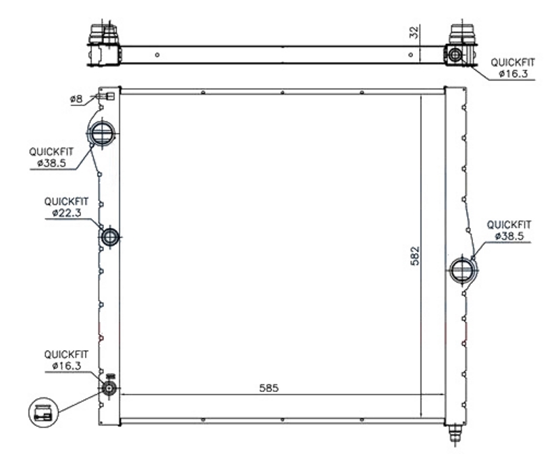 HLADNJAK MOTORA 4.4 (50i) BENZIN - 3.0 (50d) DIZEL (585x580x32) (CEO ALUMINIJUM)