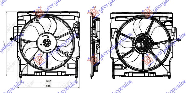 VENTILATOR KOMPLET (3.0 BENZIN) (520mm) (400W) (3 PIN)