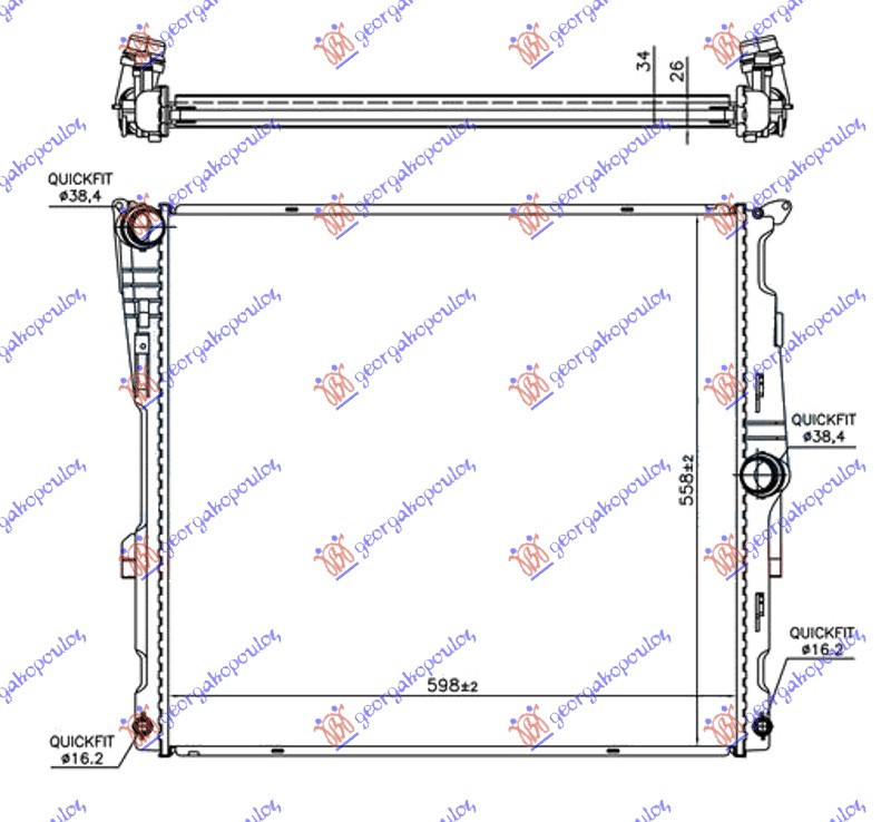 HLADNJAK MOTORA 3.0 (28iX KIN N52B30) BENZIN (AUTO) (600x560x26)