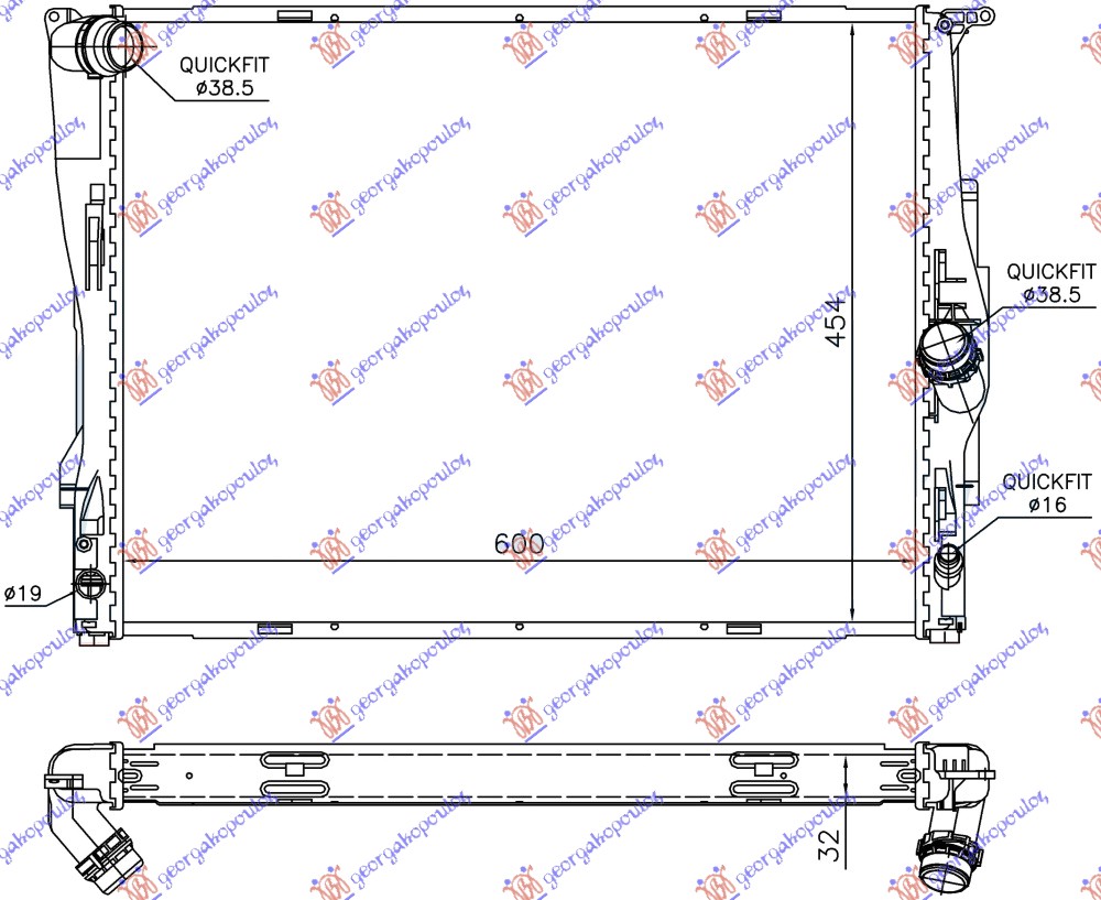 HLADNJAK MOTORA ZA SVE MODELE BENZIN (MAN/AUTO) (600x460x32) 2 CEVI