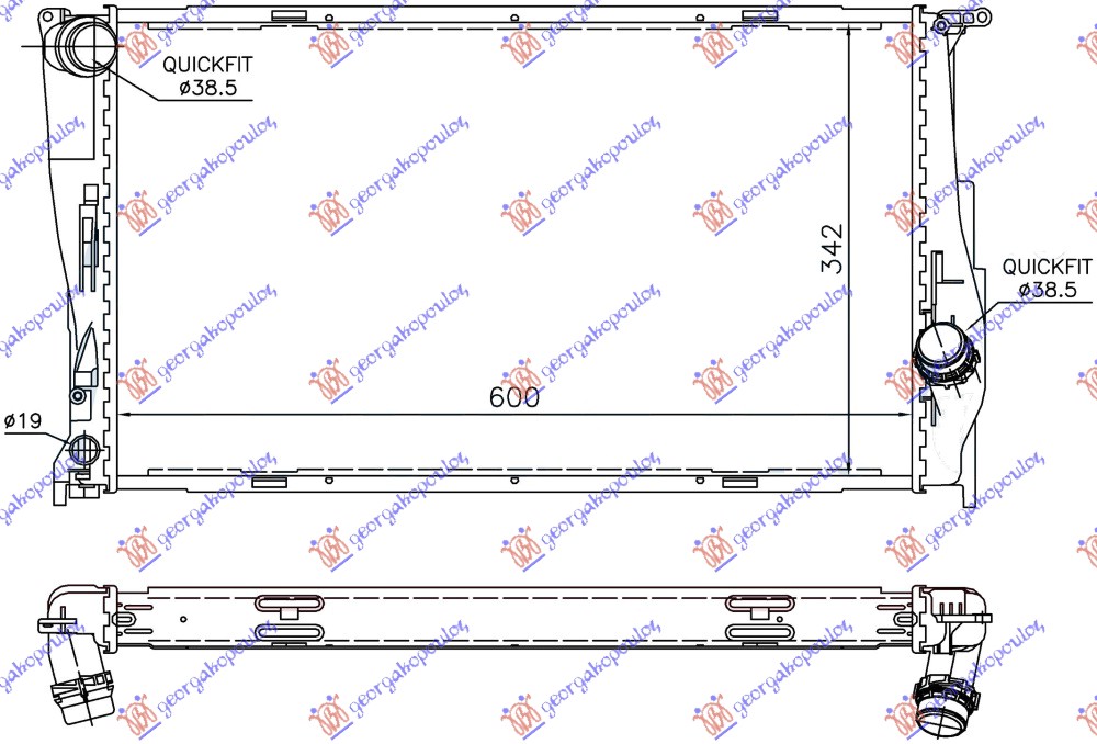 HLADNJAK MOTORA 3.0 (135i) BENZIN (MAN) - 2.0 (116D/118D/120D/123D) DIZEL (MAN/AUTO) (600x340x32) 1 TUBE