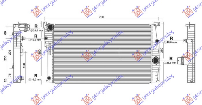 HLADNJAK MOTORA 3.0 (330d) DIZEL (AUTO) (600x330x26) 3 CEVI