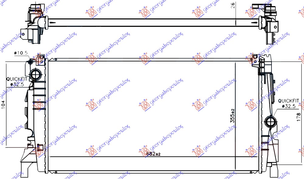 HLADNJAK MOTORA 1.5 (225xe) HIBRID/BENZIN (AUTO) (680x350x26)