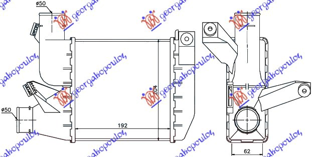 HLADNJAK INTERKULERA 2.5 TD (192x204x62)