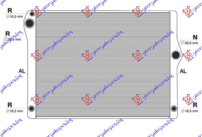 HLADNJAK MOTORA 3.0 BENZIN (MANUELNI/AUTOMATSKI) (+/-AC) (612x487) (3 CEVI)