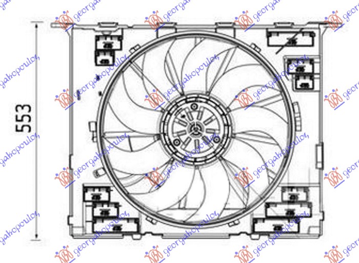 VENTILATOR KOMPLET (2.0/3.0 BENZIN) (484mm) (400W) (4 PIN)