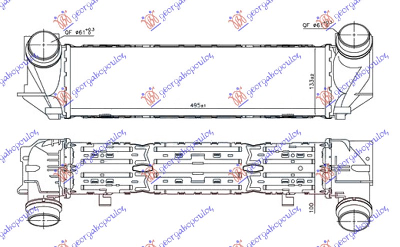 HLADNJAK INTERKULERA 1.6/2.0 BENZIN (495x133x100)