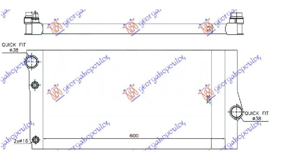 HLADNJAK MOTORA ZA SVE MODELE DIZEL (& GT/F07) (600x310x32) (MAHLE BEHR PREMIUM LINE)