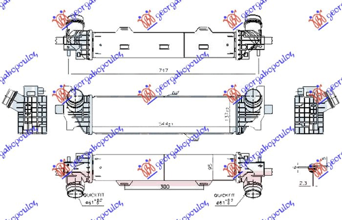 HLADNJAK INTERKULERA 2.0/3.0 DIZEL (544x137x95) (NISSENS)