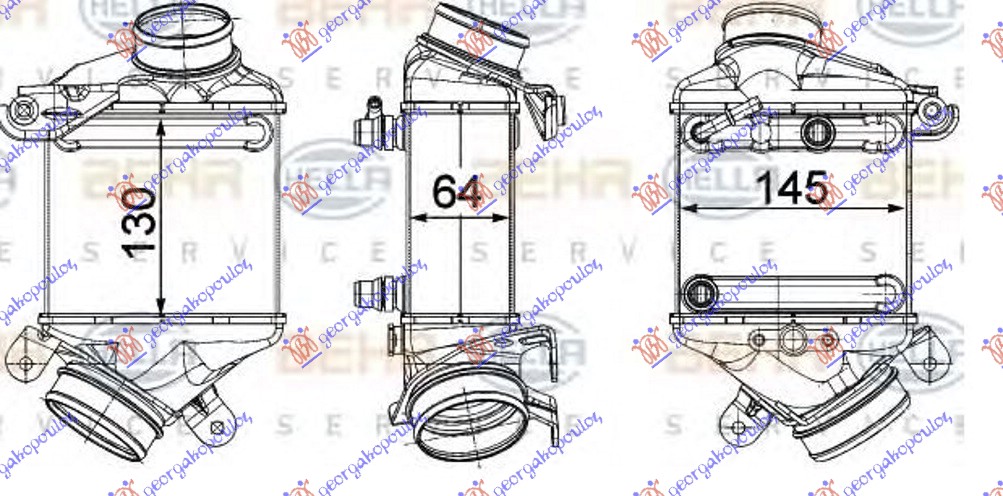 HLADNJAK INTERKULERA 4.0/4.4 BENZIN (130x145x64) (& GT/F07)