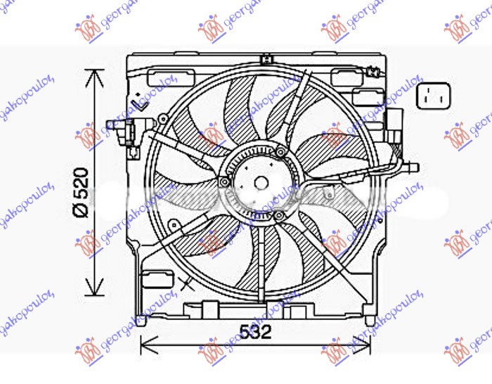 VENTILATOR KOMPLET (DIZEL) (520mm) (850w) (3 PIN)