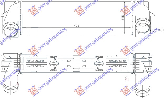 HLADNJAK INTERKULERA 1.6 (18i) 2.0 (20/28iX/iX) BENZIN - 2.0 (18/20d/dx) DIZEL (495x145x80)