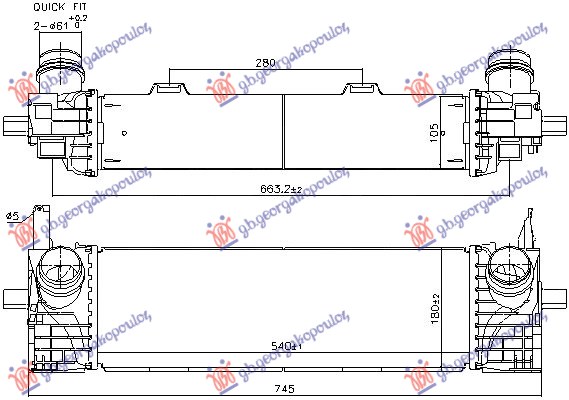 HLADNJAK INTERKULERA 2.0 BENZIN - 3.0 DIZEL (540x173x105)(NISSENS)