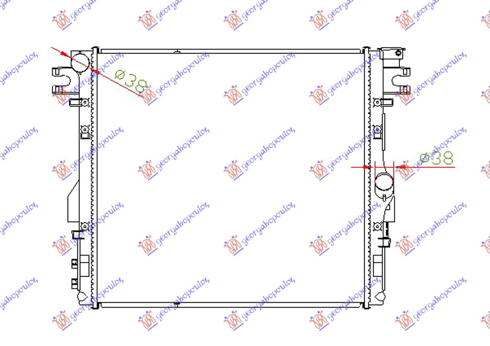 HLADNJAK MOTORA 3.6/3.8i BENZIN (MAN/AUTO) (560x510x26)