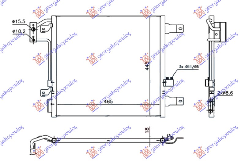 HLADNJAK KLIME 3.6/3.8i BENZIN - 2.8 CRD DIZEL (AUTO) (470x450x18) -12