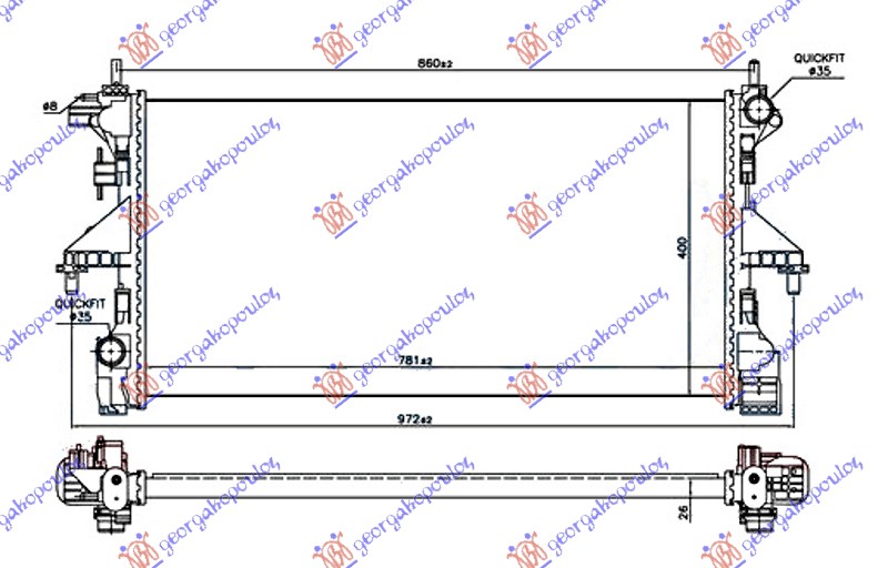 HLADNJAK MOTORA 2.3 JTD  DIZEL (MAN) (+AC) (780x390) (MOTOR F1AE3481G)