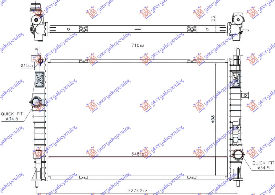 HLADNJAK MOTORA BENZIN/DIZEL 650x410x26 CALSONIC