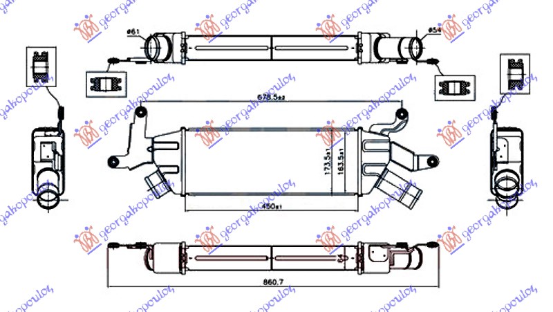 HLADNJAK INTERCOOLERA 2.2 D-ID DIZEL (450x164x64)