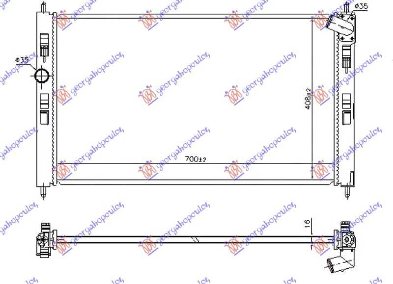 HLADNJAK MOTORA 1.6/1.8 16v BENZIN (700x410x16) 14-