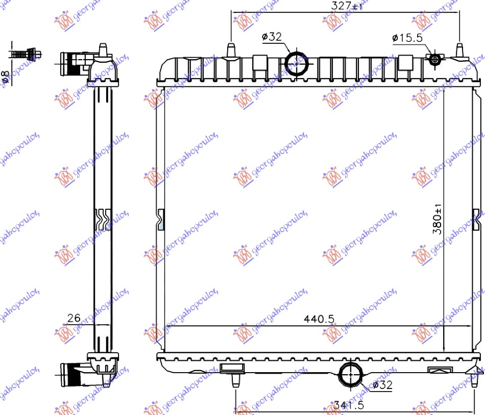 HLADNJAK MOTORA 2.0 Hdi HIBRID DIZEL (380x440x26)