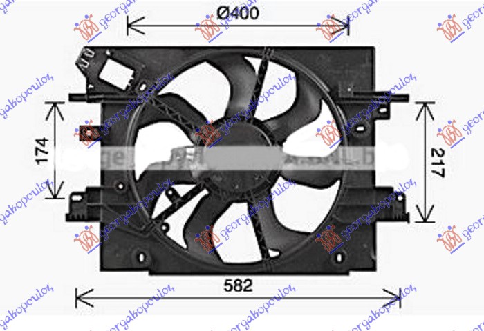 VENTILATOR 1.2/1.6 BENZIN - 1.5 DCI DIZEL (400mm) (2 PIN)