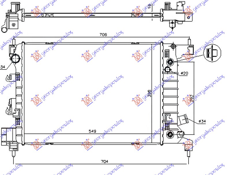 HLADNJAK MOTORA 1.4i 16V (AUTO) (55x40x1.5)