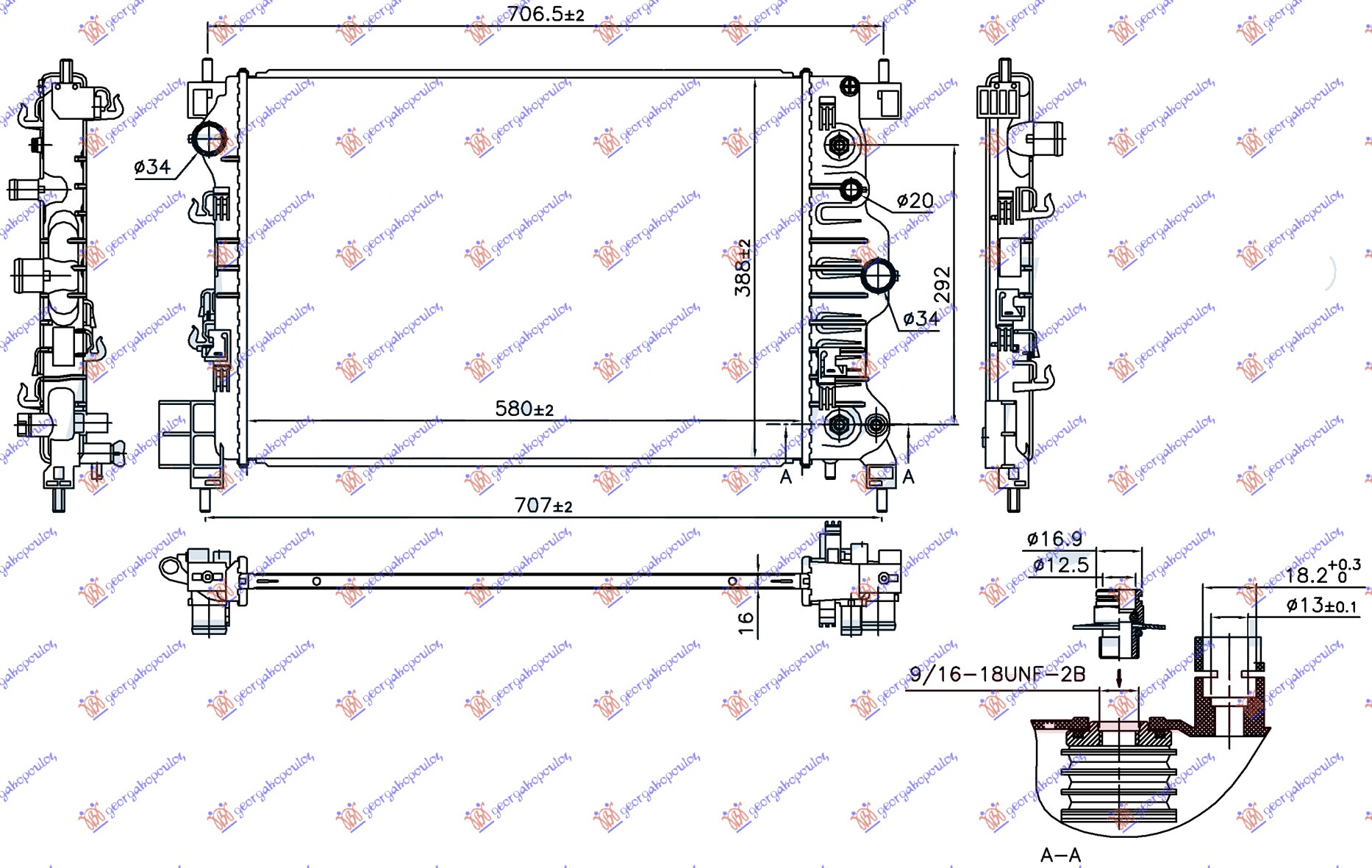 HLADNJAK MOTORA 1.6i 16v (AUTO) (58x38.8x1.6)