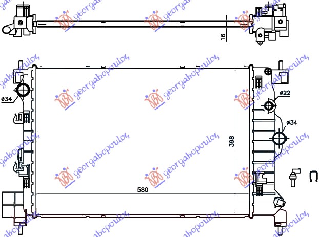 HLADNJAK MOTORA 1.6 16V BENZIN MANUAL (580X400X16)