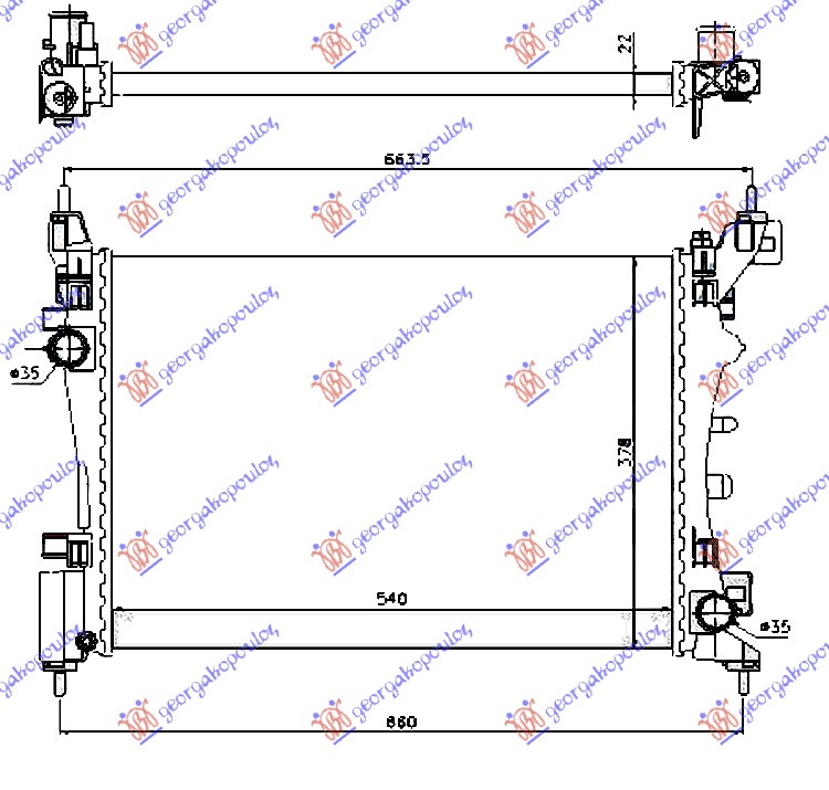 HLADNJAK MOTORA ZA SVE MODELE BENZIN (MAN/AUTO) (+/-AC) (54x37.5)