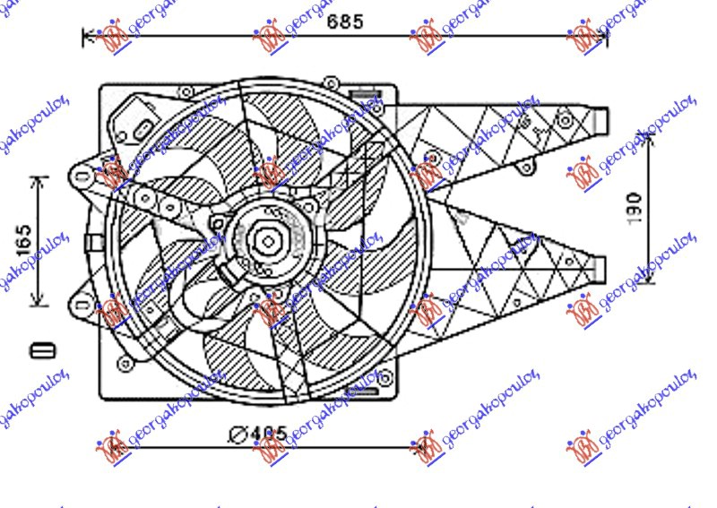 VENTILATOR KOMPLET 1.3-1.6-2.0 JTD (-AC)