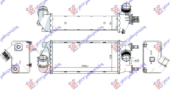 HLADNJAK INTERKULERA 0.9 TURBO BENZIN - 1.3 JTD DIZEL (290x130x64)