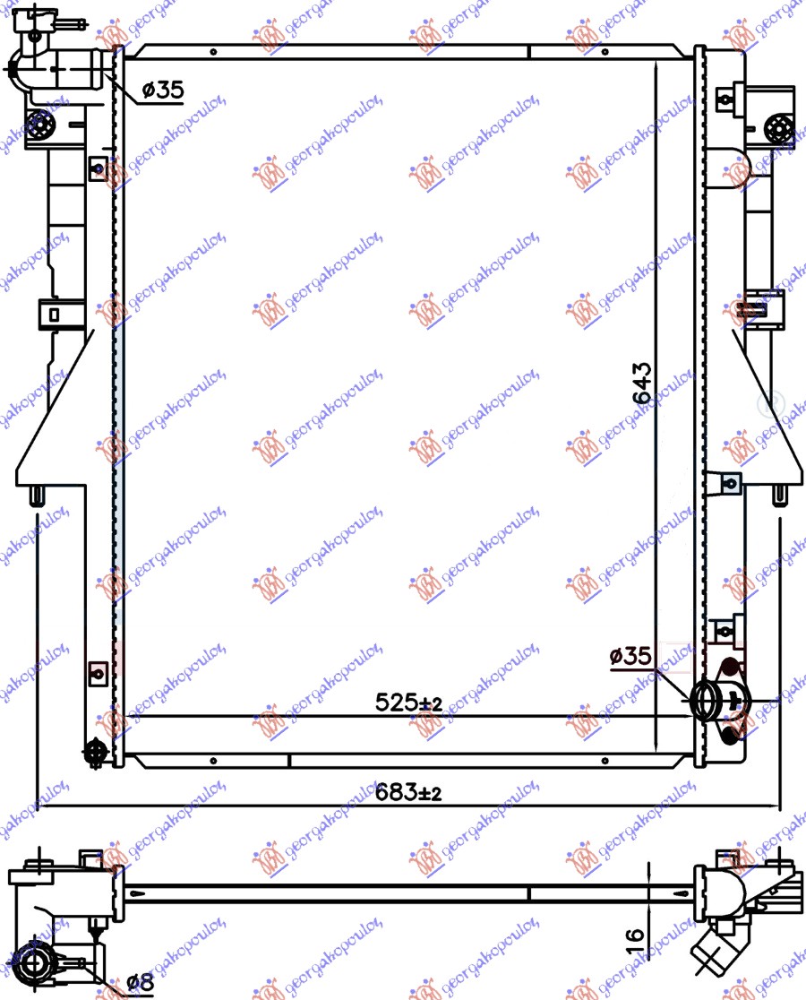 HLADNJAK 2.4 DI-D DIZEL (525x669x16) (4N15)