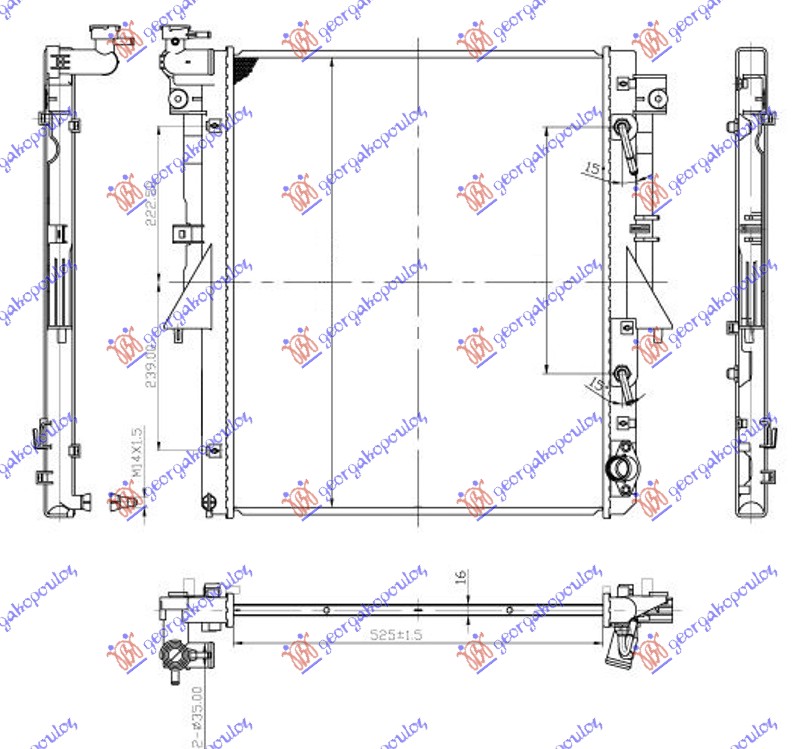 HLADNJAK MOTORA 2.4 DI-D DIZEL (AUTO) (4N15) (525x643x16)